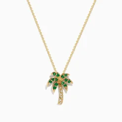 Effy Jewelry Novelty 14K Yellow Gold Emerald and Diamond Palm Tree Pendant | Necklaces & Pendants
