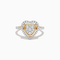 Effy Jewelry Novelty 14K Yellow Gold Heart Diamond Ring 0.57 TCW | Rings