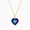 Effy Jewelry Novelty 14K Yellow Gold Lapis, Turquoise and Diamond Heart Pendant | Necklaces & Pendants