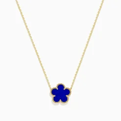 BH Multi Novelty 14K Yellow Gold Lapis Flower Necklace | Necklaces & Pendants