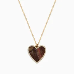 BH Multi Novelty 14K Yellow Gold Mother of Pearl and Diamond Heart Pendant | Necklaces & Pendants
