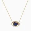 Effy Jewelry Novelty 14K Yellow Gold Multi Sapphire and Diamond Evil Eye Necklace | Necklaces & Pendants