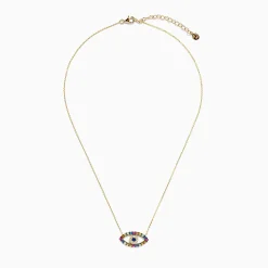 BH Multi Novelty 14K Yellow Gold Multi Sapphire and Diamond Evil Eye Necklace | Necklaces & Pendants