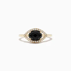 BH Multi Novelty 14K Yellow Gold Onyx and Diamond Evil Eye Ring, 1.56 TCW | Rings