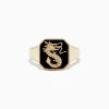 BH Multi Novelty 14K Yellow Gold Onyx and Diamond Dragon Signet Ring, 1.91 TCW | Rings