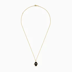 Effy Jewelry Novelty 14K Yellow Gold Onyx and Diamond Hamsa Pendant | Necklaces & Pendants
