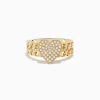 Effy Jewelry Novelty 14K Yellow Gold Pave Diamond Heart Chain Link Ring | Rings
