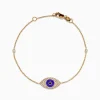 Effy Jewelry Novelty 14K Yellow Gold Purple Enamel Black and White Diamond Evil Eye Bracelet | Bracelets