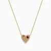 BH Multi Novelty 14K Yellow Gold Ruby and Diamond Heart Necklace, 0.29 TCW | Necklaces & Pendants