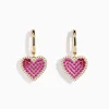 Effy Jewelry Novelty 14K Yellow Gold Ruby, Pink Sapphire and Diamond Heart Earrings | Earrings