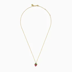 Effy Jewelry Novelty 14K Yellow Gold Ruby and Tsavorite Strawberry Pendant | Necklaces & Pendants