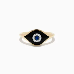 Effy Jewelry Novelty 14K Yellow Gold Sapphire Agate and Diamond Evil Eye Ring | Rings