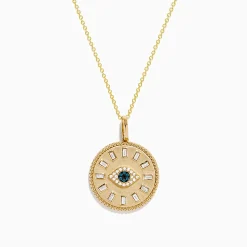Effy Jewelry Novelty 14K Yellow Gold White, Blue and Black Diamond Evil Eye Pendant | Necklaces & Pendants