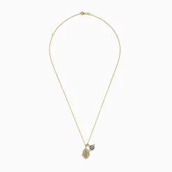 Effy Jewelry Novelty 14K Yellow Gold White and Blue Diamond Hamsa u0026 Evil Eye Pendant | Necklaces & Pendants
