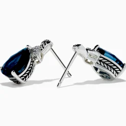 Effy Jewelry Ocean Bleu 925 Sterling Silver London Blue Topaz and Diamond Earrings | Earrings