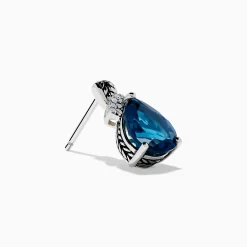 Effy Jewelry Ocean Bleu 925 Sterling Silver London Blue Topaz and Diamond Earrings | Earrings