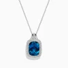 BH Multi Ocean Bleu 14K Gold London Blue Topaz and Diamond Pendant, 12.45 TCW | Necklaces & Pendants