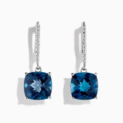 BH Multi Ocean Bleu 14K Gold London Blue Topaz u0026 Diamond Earrings, 10.84 TCW | Earrings