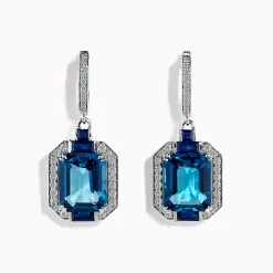 BH Multi Ocean Bleu 14K Gold London Blue Topaz and Diamond Earrings, 8.74 TCW | Earrings