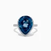 BH Multi Ocean Bleu 14K Gold London Blue Topaz and Diamond Ring, 11.21 TCW | Rings