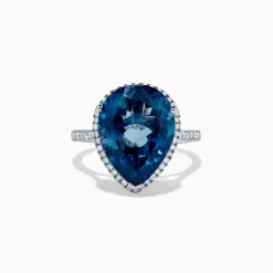 BH Multi Ocean Bleu 14K Gold London Blue Topaz and Diamond Ring, 11.21 TCW | Rings