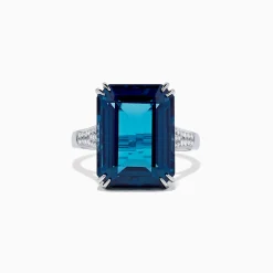 BH Multi Ocean Bleu 14K Gold London Blue Topaz and Diamond Ring, 15.14 TCW | Rings
