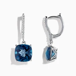 BH Multi Ocean Bleu 14K Gold London Blue Topaz u0026 Diamond Earrings, 10.84 TCW | Earrings