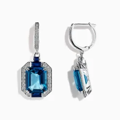 BH Multi Ocean Bleu 14K Gold London Blue Topaz and Diamond Earrings, 8.74 TCW | Earrings
