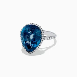BH Multi Ocean Bleu 14K Gold London Blue Topaz and Diamond Ring, 11.21 TCW | Rings