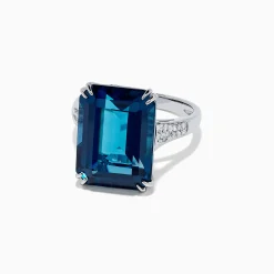 BH Multi Ocean Bleu 14K Gold London Blue Topaz and Diamond Ring, 15.14 TCW | Rings
