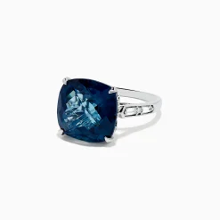 BH Multi Ocean Bleu 14K Gold London Blue Topaz and Diamond Ring, 13.54 TCW | Rings