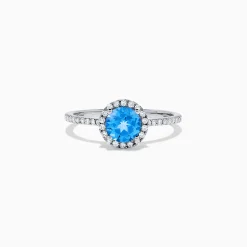BH Multi Ocean Bleu 14K White Gold Blue Topaz and Diamond Ring, 1.12 TCW | Rings