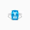Effy Jewelry Ocean Bleu 14K White Gold Blue Topaz and Diamond Ring | Rings