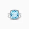Effy Jewelry Ocean Bleu 14K White Gold Blue Topaz and Diamond Ring | Rings