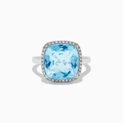 Effy Jewelry Ocean Bleu 14K White Gold Blue Topaz and Diamond Ring | Rings