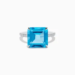 Effy Jewelry Ocean Bleu 14K White Gold Blue Topaz and Diamond Ring | Rings