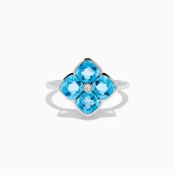Effy Jewelry Ocean Bleu 14K White Gold Blue Topaz and Diamond Ring | Rings