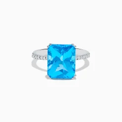 Effy Jewelry Ocean Bleu 14K White Gold Blue Topaz and Diamond Ring | Rings