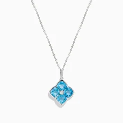 Effy Jewelry Ocean Bleu 14K White Gold Blue Topaz and Diamond Pendant | Necklaces & Pendants