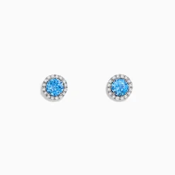 BH Multi Ocean Bleu 14K White Gold Blue Topaz and Diamond Earrings, 1.32 TCW | Earrings