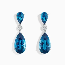 BH Multi Ocean Bleu 14K White Gold Blue Topaz and Diamond Drop Earrings | Earrings