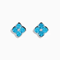 Effy Jewelry Ocean Bleu 14K White Gold Blue Topaz and Diamond Earrings | Earrings