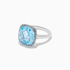 Effy Jewelry Ocean Bleu 14K White Gold Blue Topaz and Diamond Ring | Rings
