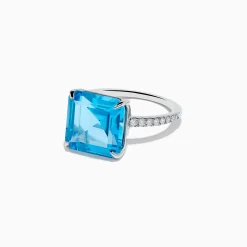 Effy Jewelry Ocean Bleu 14K White Gold Blue Topaz and Diamond Ring | Rings