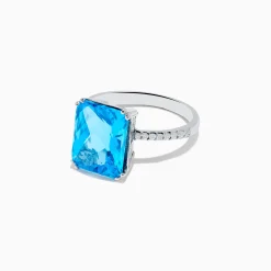 Effy Jewelry Ocean Bleu 14K White Gold Blue Topaz and Diamond Ring | Rings