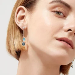 Effy Jewelry Ocean Bleu 14K White Gold Blue Topaz and Diamond Earrings, 4.28 TCW | Earrings