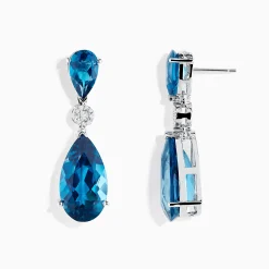 BH Multi Ocean Bleu 14K White Gold Blue Topaz and Diamond Drop Earrings | Earrings