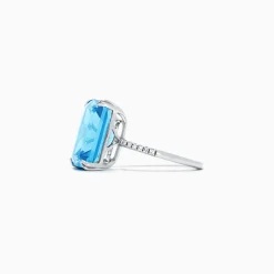 Effy Jewelry Ocean Bleu 14K White Gold Blue Topaz and Diamond Ring, 8.06 TCW | Rings