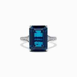 BH Multi Ocean Bleu 14K White Gold London Blue Topaz and Diamond Ring, 8.98 TCW | Rings