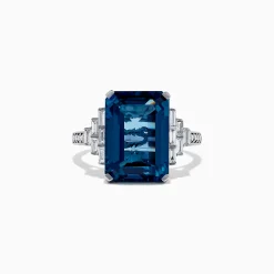BH Multi Ocean Bleu 14K White Gold London Blue Topaz and Diamond Ring, 8.92 TCW | Rings
